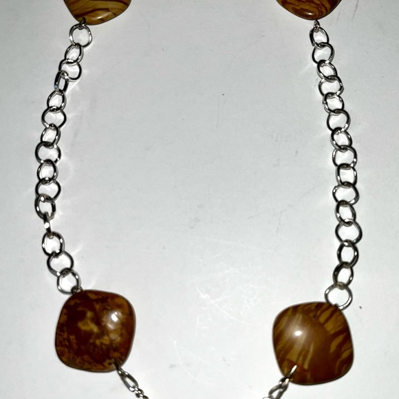 Handmade necklace with sandstone and tigers eye. 24” + 3” drop. - Picture 3 of 6